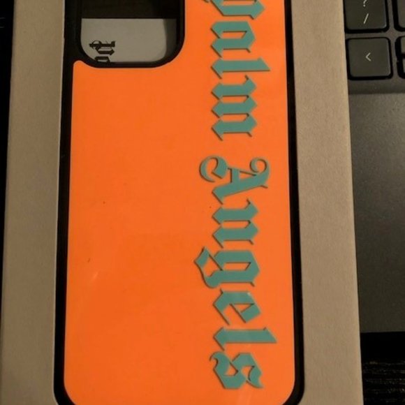NEW $120 PALM ANGELS ORANGE & GREEN CLASSIC LOGO IPHONE 12 / 12 PRO PHONE CASE - Picture 2 of 3